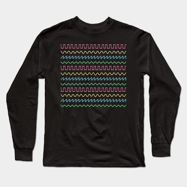 Synthesizer Waveform Long Sleeve T-Shirt by Mewzeek_T